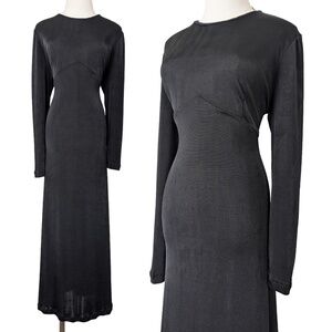 90s Black Maxi Dress Sheer Size Large Floor Length